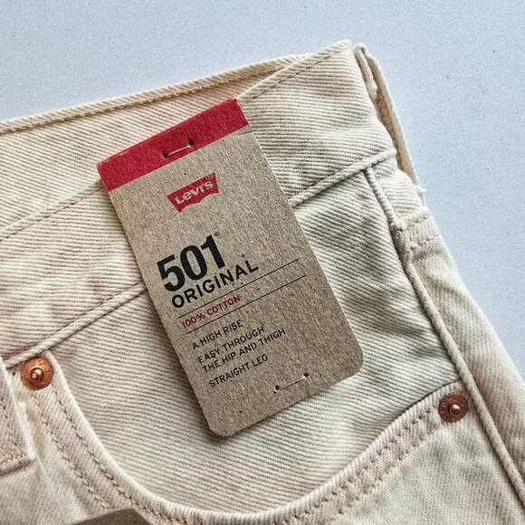 Levi’s 501 High Rise Straight Jeans Button Fly Womens 27 Beige NWT - Picture 3 of 7